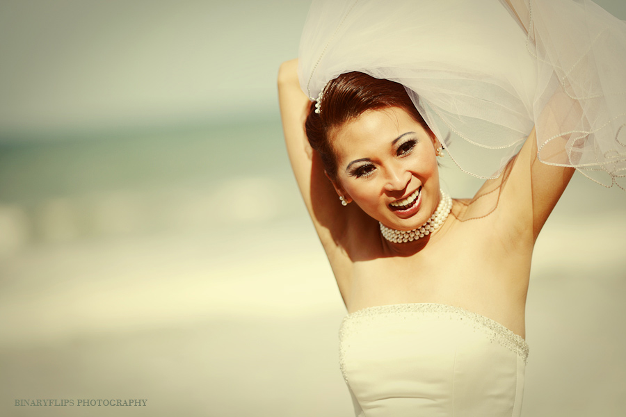 bride at beach